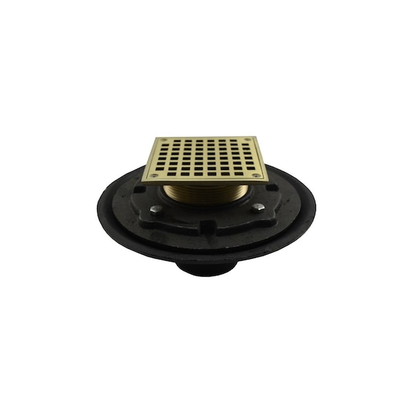 Jones Stephens 4in Heavy Duty No Hub Floor Drain/Shower Drain, 10in Pan, 6in Nickel Bronze Square Strainer D80223 - main